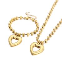 Fashion Stainless Steel Jewelry Sets, bracelet & necklace, 304 Stainless Steel, Heart, Vacuum Ion Plating, fashion jewelry & different styles for choice & for woman, more colors for choice, Sold By PC