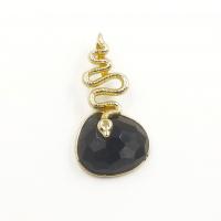 Gemstone Pendants Jewelry, Natural Stone, with Brass, Snake, gold color plated, DIY & different materials for choice, more colors for choice, 34.74mm, Sold By PC