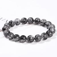 Quartz Bracelets, Black Rutilated Quartz, Round, polished, fashion jewelry & Unisex & different size for choice, more colors for choice, Length:Approx 18 cm, Sold By PC