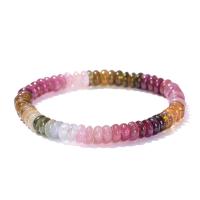 Gemstone Bracelets, Tourmaline, Flat Round, polished, fashion jewelry & different grades for choice & for woman, multi-colored, 5-7mm, Length:Approx 18 cm, Sold By PC