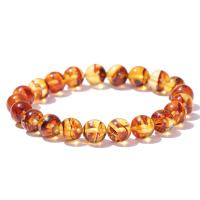 Gemstone Bracelets Amber Round polished fashion jewelry & Unisex amber Length Approx 18 cm Sold By PC