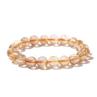 Quartz Bracelets, Rutilated Quartz, Round, polished, fashion jewelry & Unisex & different size for choice, golden, Length:Approx 18 cm, Sold By PC