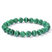 Gemstone Armbånd, Malakit, Runde, poleret, mode smykker & Unisex & forskellig størrelse for valg, grøn, Længde Ca. 18 cm, Solgt af PC