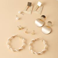 Zinklegierung Ohrstecker, mit Kunststoff Perlen, plattiert, 6 Stück & Modeschmuck & verschiedene Stile für Wahl & für Frau, keine, frei von Nickel, Blei & Kadmium, verkauft von setzen