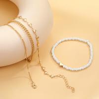 Zinc Alloy Anklet with Seedbead Heart 4 pieces & fashion jewelry & for woman nickel lead & cadmium free Sold By Set
