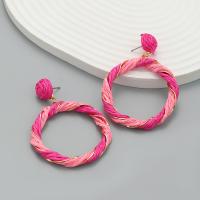 Zinc Alloy Stud Earring with Rafidah Grass Round fashion jewelry & for woman nickel lead & cadmium free Sold By Pair