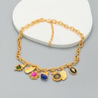 Zinc Alloy smykker halskæde, med Resin & emalje, med 7.7cm extender kæde, Runde, mode smykker & for kvinde, guld, nikkel, bly & cadmium fri, Længde Ca. 46.5 cm, Solgt af PC