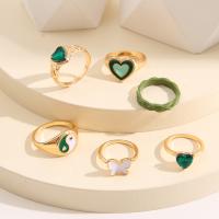 Zinc Alloy Ring Set with enamel Heart 6 pieces & fashion jewelry & Unisex & with rhinestone nickel lead & cadmium free Sold By Set
