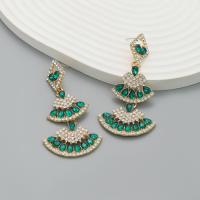Zinc Alloy Stud Earring Fan fashion jewelry & for woman & with rhinestone nickel lead & cadmium free Sold By Pair