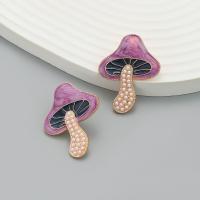 Zinc Alloy Stud Earring with Plastic Pearl & enamel mushroom fashion jewelry & for woman nickel lead & cadmium free Sold By Pair