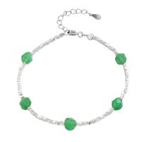 925 Sterling Silver Bangle Bracelet, with Aventurine, with 3CM extender chain, plated, fashion jewelry & for woman, silver color, Length:Approx 16 cm, Sold By PC