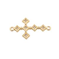 Cubic Zirconia Micro Pave Brass Connector Cross plated DIY & micro pave cubic zirconia golden Approx 2mm Sold By Lot