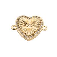 Cubic Zirconia Micro Pave Brass Connector Heart plated DIY & micro pave cubic zirconia golden Approx 2mm Sold By Lot