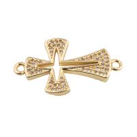Cubic Zirconia Micro Pave Brass Connector Cross plated DIY & micro pave cubic zirconia golden Approx 2mm Sold By Lot