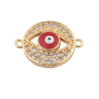 Evil Eye Connector, Brass, plated, DIY & micro pave cubic zirconia & enamel, golden, 18x23x3mm, Hole:Approx 2mm, 30PCs/Lot, Sold By Lot