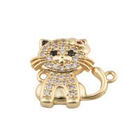 Cubic Zirconia Micro Pave Brass Connector Cat plated DIY & micro pave cubic zirconia golden Approx 2mm Sold By Lot