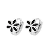 925 Sterling Silver Lever Back Earring Daisy plated fashion jewelry & for woman & enamel black Sold By Pair