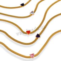 Edelstahl Schmuck Halskette, 304 Edelstahl, plattiert, Modeschmuck & Micro pave Zirkonia & für Frau, keine, verkauft von PC