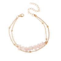 Zinc Alloy Anklet with Crystal with 2.8inch extender chain gold color plated Double Layer & Bohemian style & for woman Length Approx 7.9 Inch Sold By PC