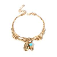 Zinc Alloy Anklet with Resin with 2.76inch extender chain Shell gold color plated Bohemian style & for woman Length Approx 7.9 Inch Sold By PC