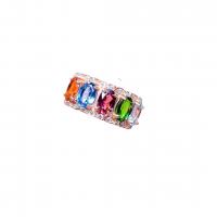 Латунь Манжеты палец кольцо, с Кристаллы, Другое покрытие, регулируемый & Женский, Много цветов для выбора, размер:6-8, продается PC