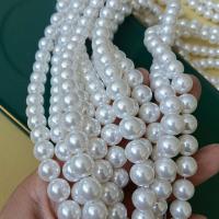Glas perle perler, Glass Pearl, Runde, du kan DIY & forskellig størrelse for valg, hvid, Solgt Per Ca. 15 inch Strand