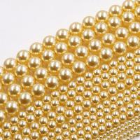 Perlas de Cristal, Perlas de vidrio, Esférico, Bricolaje & diverso tamaño para la opción, dorado, Vendido para aproximado 15 Inch Sarta
