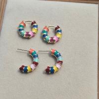 Zinc Alloy Stud Earring fashion jewelry & for woman & enamel multi-colored nickel lead & cadmium free Sold By Pair