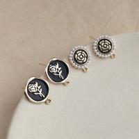 Brass Earring Stud Component with Plastic Pearl 14K gold-filled DIY & with loop nickel lead & cadmium free Sold By Pair