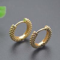 Messing Huggie Hoop Earring, Donut, gold plated, mode sieraden & voor vrouw & hol, nikkel, lood en cadmium vrij, 14x18mm, Verkocht door PC