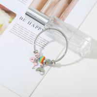 European Bracelet 316L Stainless Steel with Glass & Zinc Alloy silver color plated fashion jewelry & for woman & enamel & with rhinestone 2.90mm Inner Approx 60mm Sold By PC