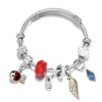European Bracelet, Titanium Steel, with Glass & Tibetan Style, plated, fashion jewelry & Unisex & enamel & with rhinestone, more colors for choice, Inner Diameter:Approx 60mm, Sold By PC