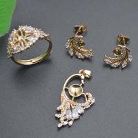 Brass Jewelry Finding, gold color plated, three pieces & DIY & micro pave cubic zirconia, nickel, lead & cadmium free, Inner Diameter:Approx 18.5mm, Sold By Set