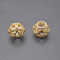 Brass Spacer Beads Lantern gold color plated DIY & micro pave cubic zirconia & hollow nickel lead & cadmium free Sold By PC