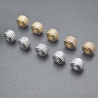 Brass Spacer Beads, Column, plated, DIY & micro pave cubic zirconia, more colors for choice, nickel, lead & cadmium free, 6x9mm, Sold By PC