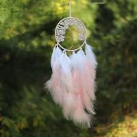 Fashion Dream Catcher, Feather, with Rose Quartz & Plastic Pearl & Iron, plated, for home and office, pink, 650mm, Sold By PC