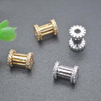 Brass Spacer Beads plated DIY & micro pave cubic zirconia & hollow nickel lead & cadmium free Sold By PC