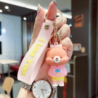 Tibetan Style Key Clasp, with Soft PVC, Bear, cute & multifunctional, more colors for choice, nickel, lead & cadmium free, Sold By PC