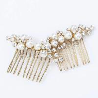 Decorative Hair Combs, Iron, with Plastic Pearl, fashion jewelry & for woman & with rhinestone, more colors for choice, nickel, lead & cadmium free, 2PCs/Lot, Sold By Lot