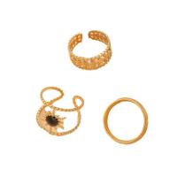 Rozsdamentes acél Finger Ring, 304 rozsdamentes acél, galvanizált, három darab & divat ékszerek & a nő, aranysárga, Által értékesített Set