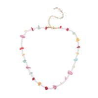 Edelstahl Schmuck Halskette, 304 Edelstahl, mit Natürlicher Kies & Kunststoff Perlen, mit Verlängerungskettchen von 4.33inch, Modeschmuck & für Frau, verkauft per ca. 14.57 ZollInch Strang