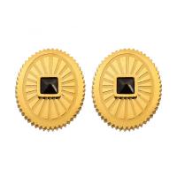 Boucle d'oreille Acier Titane, Plaqué or 18K, bijoux de mode & pavé de micro zircon & pour femme, doré, 12x15mm, Vendu par paire