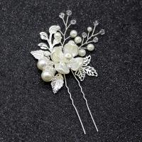 Hair Stick, Brass, with Crystal & Plastic Pearl, fashion jewelry & for woman, more colors for choice, nickel, lead & cadmium free, 110x70mm, Sold By PC