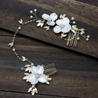 Decorative Hair Combs Zinc Alloy with Plastic Pearl fashion jewelry & for woman & with rhinestone golden nickel lead & cadmium free 270mm Sold By PC