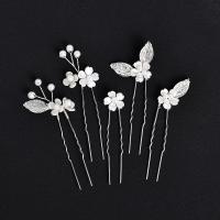 Hair Stick, Iron, with Plastic Pearl, 5 pieces & fashion jewelry & for woman, more colors for choice, nickel, lead & cadmium free, 70x15mm, Sold By Set