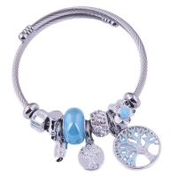 European Bracelet, 304 Stainless Steel, with Zinc Alloy, Tree, silver color plated, fashion jewelry & for woman & enamel, more colors for choice, 20mm, Inner Diameter:Approx 55mm, Sold By PC
