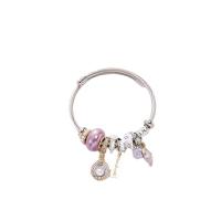 European Bracelet 304 Stainless Steel with Plastic Pearl & Zinc Alloy plated fashion jewelry & for woman & enamel & with rhinestone 14mm Inner Approx 50mm Sold By PC