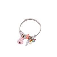 European Bracelet 304 Stainless Steel with Cats Eye & Zinc Alloy Rabbit plated fashion jewelry & stoving varnish & for woman & with rhinestone 13mm Inner Approx 55mm Sold By PC