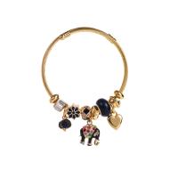 European Bracelet Titanium Steel with Zinc Alloy gold color plated fashion jewelry & for woman & enamel & with rhinestone Sold By PC