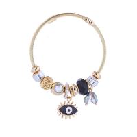 European Bracelet Titanium Steel with Zinc Alloy Evil Eye gold color plated fashion jewelry & for woman & enamel & with rhinestone Inner Approx 60mm Sold By PC